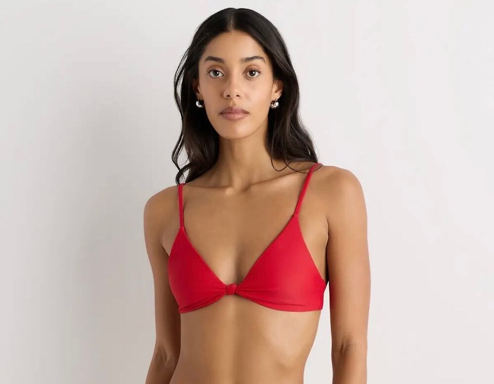 New Quince Italian Knotted Triangle Bikini Top Size Small